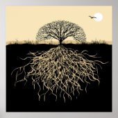 Tree of Life Roots Spiritual Nature Minimalist  ポスター (正面)