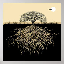 Tree of Life Roots Spiritual Nature Minimalist ポスター