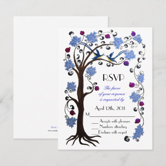Tree of Life RSVP青/白 出欠カード (正面/裏面)