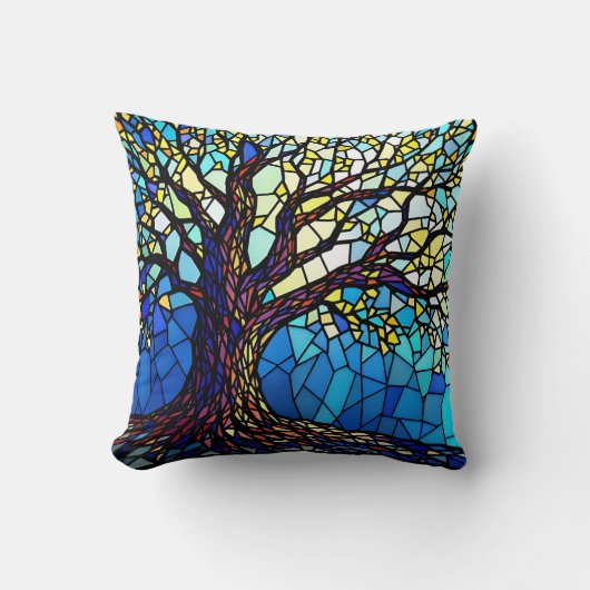 Tree of Life Shattered Glass Mosaic クッション (正面)