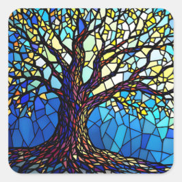 Tree of Life Shattered Glass Mosaic スクエアシール
