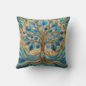 Tree of Life Shattered Glass Mosaic Aqua Blues  クッション (裏面)