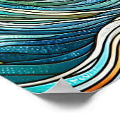 Tree of Life Shattered Glass Mosaic Aqua Blues  ポスター (角)