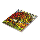 Tree of Life Shattered Glass Mosaic Autumn Colors  タイル (側面)