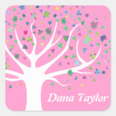 Tree of Life Starsモノグラム名ギフトクッキー スクエアシール (正面)