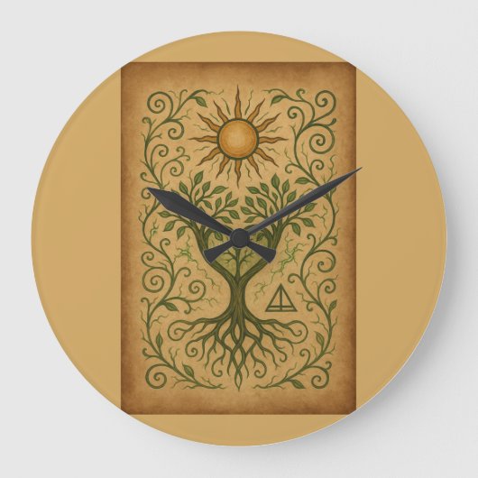 Tree of Life Sun Clock -自然&神聖シンボルホ ラージ壁時計 (正面)