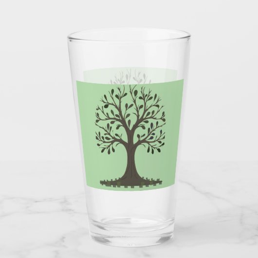 🌳 Tree of Life Tall Drinking Glass - Barware 🥛 タンブラーグラス (正面)
