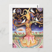 TREE OF LIFE Water Color Doves ポストカード (正面/裏面)