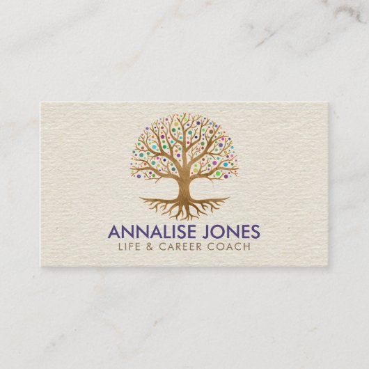 Tree of life - Yggdrasil – ドットカラフル葉 名刺 (正面)