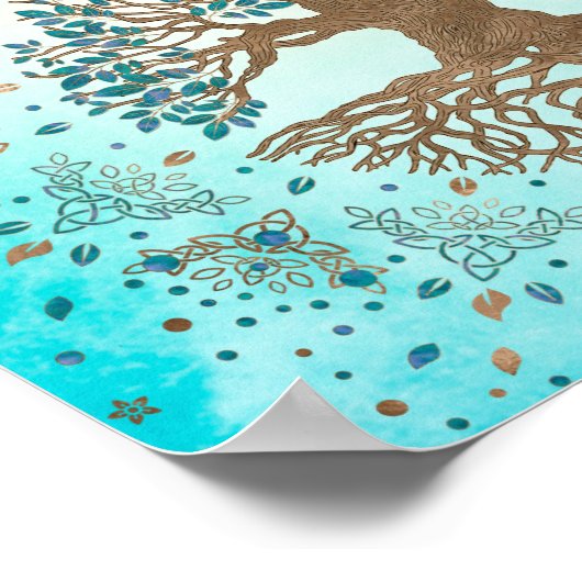 Tree of Life - Yggdrasil - Gentle blue ポスター (角)