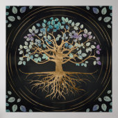 Tree of life - Yggdrasil - Gold & Painted Texture ポスター (正面)