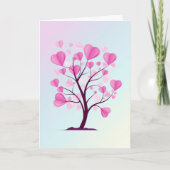 Tree of Love Tree of Lovesハートピンクパステルウォーターカラー カード (正面)