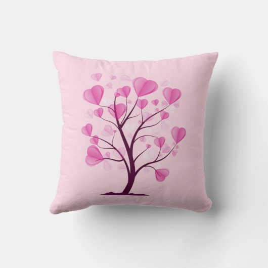 Tree of Love Tree of Lovesハートピンクパステルウォーターカラー クッション (裏面)