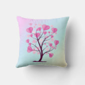 Tree of Love Tree of Lovesハートピンクパステルウォーターカラー クッション (裏面)