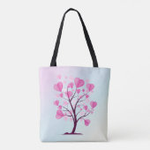 Tree of Love Tree of Lovesハートピンクパステルウォーターカラー トートバッグ (裏面)