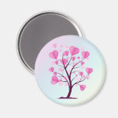 Tree of Love Tree of Lovesハートピンクパステルウォーターカラー マグネット (正面/裏面)