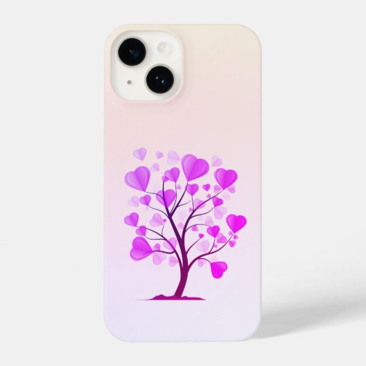 Tree of Love Tree of Lovesハートピンクパステルウォーターカラー iPhoneケース (裏面)