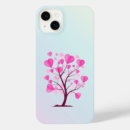 Tree of Love Tree of Lovesハートピンクパステルウォーターカラー iPhoneケース (裏面)
