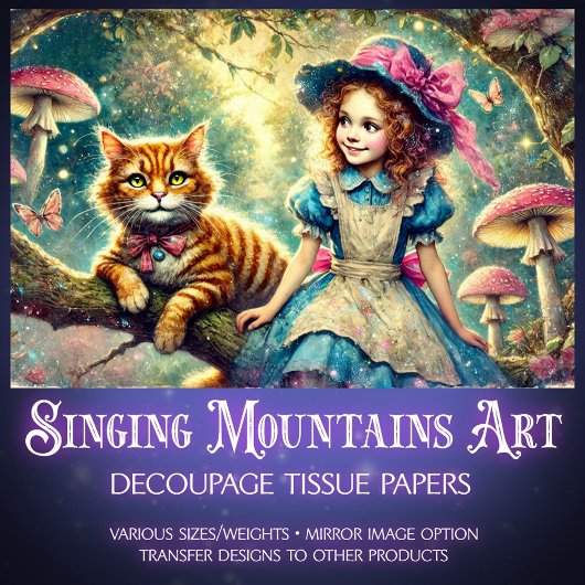 Tree of Tales Alice and Cheshire Cat Decoupage 薄葉紙