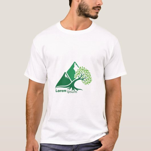 Tree on Mountain Nature Growth Minimalist T-Shirt Tシャツ (正面)