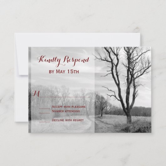 Tree Path Country Weding素朴 RSVPカード (正面)