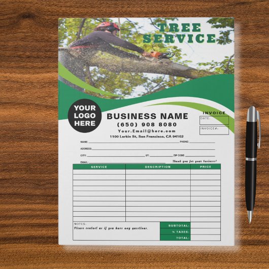 Tree Removal Service Invoice Estimate Template ノートパッド