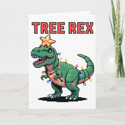 Tree Rex クリスマスのセーター 恐竜 デザイン メンズ レディース カード (正面)