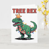 Tree Rex クリスマスのセーター 恐竜 デザイン メンズ レディース カード (黄色い花)