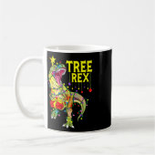 Tree Rex! 楽しいクリスマスの古生物学者 コーヒーマグカップ (左)
