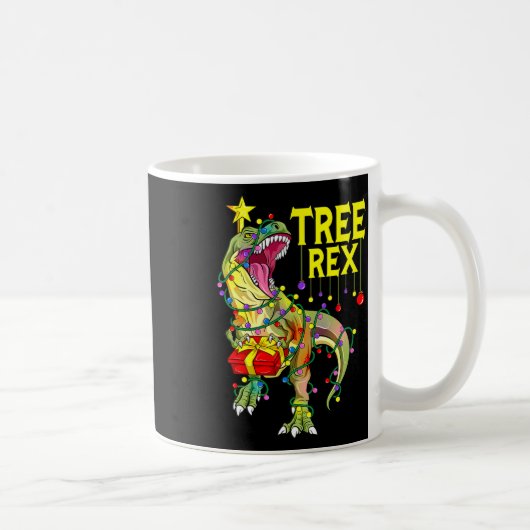 Tree Rex! 楽しいクリスマスの古生物学者 コーヒーマグカップ (右)