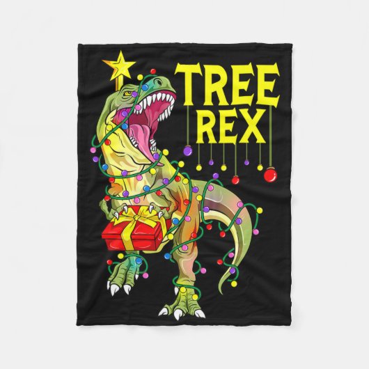 Tree Rex! 楽しいクリスマスの古生物学者 フリースブランケット (正面)