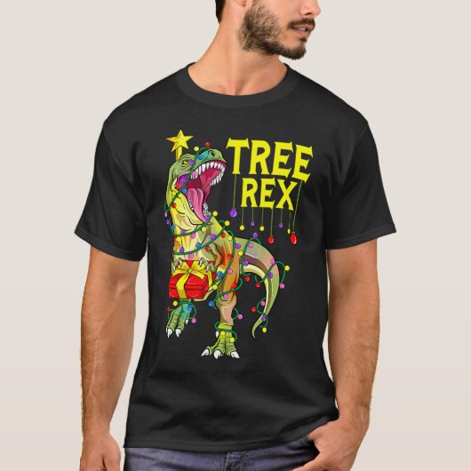 Tree Rex! 楽しいクリスマスの古生物学者 Tシャツ (正面)