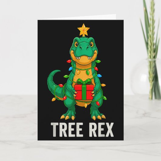 Tree Rex 面白い恐竜 クリスマス カード (正面)
