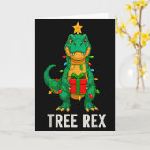 Tree Rex 面白い恐竜 クリスマス カード (黄色い花)