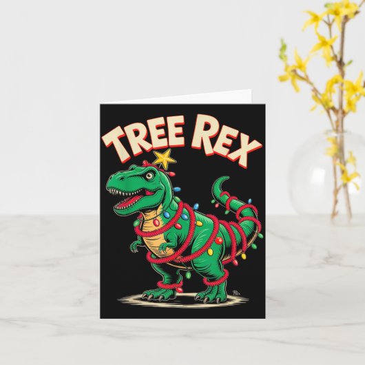 Tree Rex Christmas Costume T-rex Dinosaur Xmas Lig カード (黄色い花)