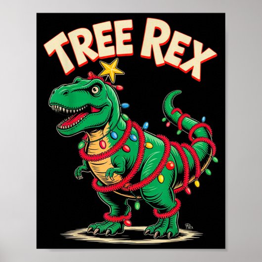 Tree Rex Christmas Costume T-rex Dinosaur Xmas Lig ポスター (正面)