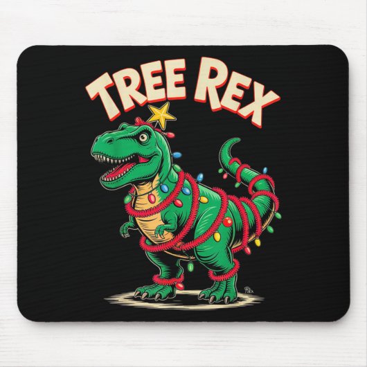 Tree Rex Christmas Costume T-rex Dinosaur Xmas Lig マウスパッド (正面)