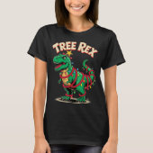 Tree Rex Christmas Costume T-rex Dinosaur Xmas Lig Tシャツ (正面)