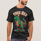 Tree Rex Christmas Costume T-rex Dinosaur Xmas Lig Tシャツ (正面)