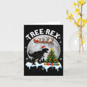 Tree Rex Christmas Dinosaur T-rex Xmas Pajama Men カード (黄色い花)
