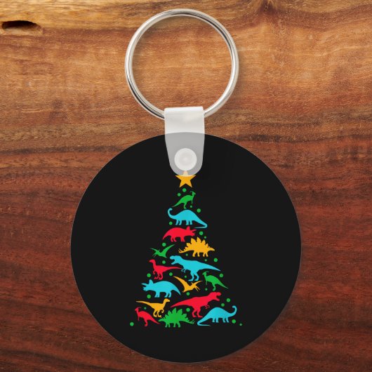 Tree Rex Dinosaur Dino Tree Christmas Tree Funny  キーホルダー (正面)