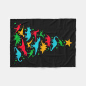 Tree Rex Dinosaur Dino Tree Christmas Tree Funny  フリースブランケット (正面(横))