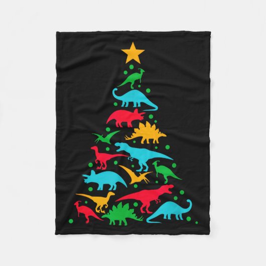 Tree Rex Dinosaur Dino Tree Christmas Tree Funny  フリースブランケット (正面)