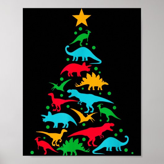 Tree Rex Dinosaur Dino Tree Christmas Tree Funny  ポスター (正面)