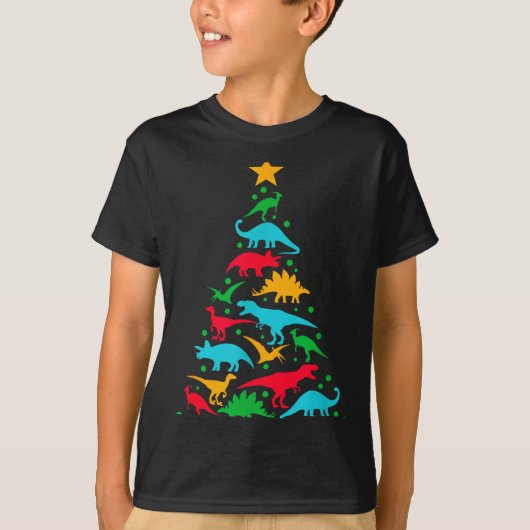 Tree Rex Dinosaur Dino Tree Christmas Tree Funny  Tシャツ (正面)