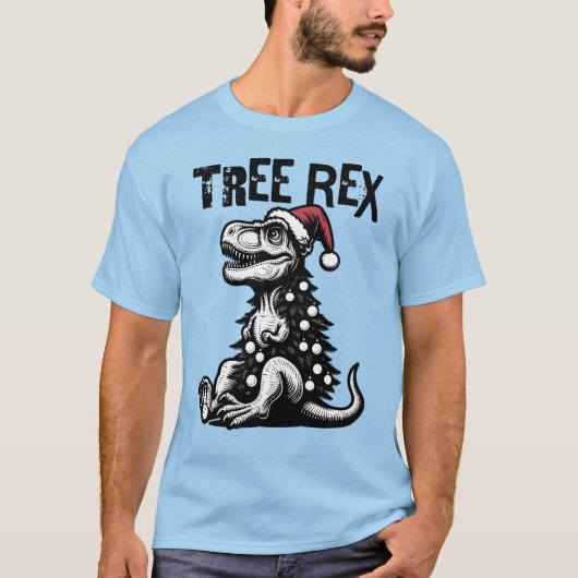 Tree Rex – Funny Christmas T-Rex Design Tシャツ (正面)