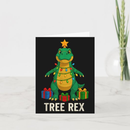 Tree Rex Funny Dinosaur Christmas  カード (正面)