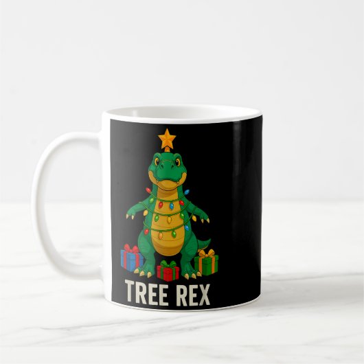 Tree Rex Funny Dinosaur Christmas  コーヒーマグカップ (左)