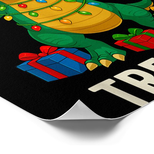 Tree Rex Funny Dinosaur Christmas  ポスター (角)