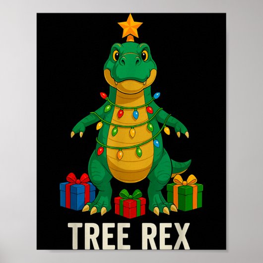 Tree Rex Funny Dinosaur Christmas  ポスター (正面)